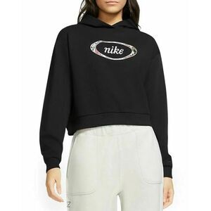 Nike Women's Black Floral Print Crop Pullover Hoodie
